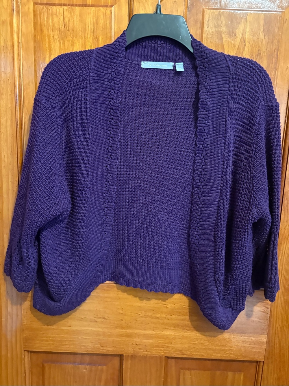 Deep Purple Open-Front Knit Shrug Sweater by NY Collection